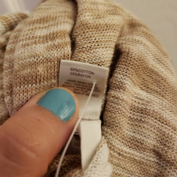 NWT White & Tan Marble Textured Open Cardigan - Picture 5 of 5